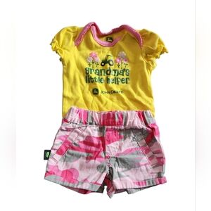John Deere Girls 6 Months Shorts Outfit